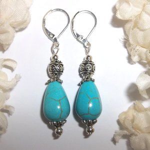 Earrings, Turquoise Blue Earrings, Blue Earrings, Southwestern Jewelry, NWT 7854